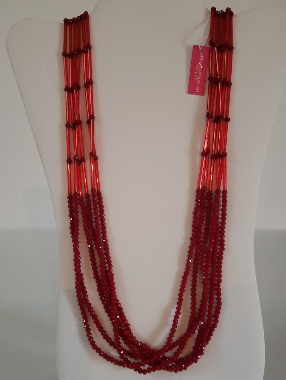 Christian Siriano Red Six-Strand Beaded Necklace